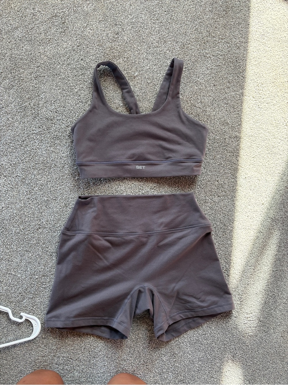 SET Active Charcoal Seamless Sports Bra and High-Waist Shorts